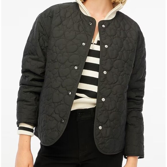 J. Crew Lightweight Quilted Heart Jacket Black XL New NWT - Picture 1 of 12